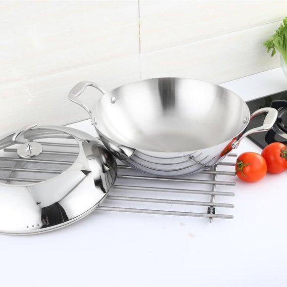 COPY - 32 cm Stainless Steel Wok - Picture 2 of 4